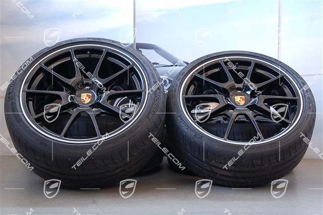 19" Komplet kół letnich Boxster Spyder, Edycja Specj. Black Edition, 10J x 19 ET42+8,5J x 19 ET55 + opony Michelin, ok. 1.500km