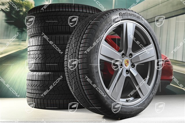 22-inch winter wheel set Cayenne Exclusive Design Sport, wheel rims 10J x 22 ET48 +11,5J x 22 ET61 + Continental winter tyres 285/40 R22 + 315/35 R22, Vesuvio Grey