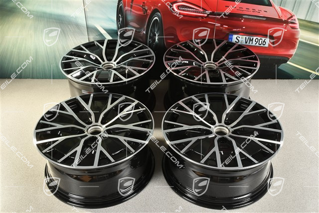 20" Felgensatz Turbo S Aero Design, 9J x 20 ET54 + 11J x 20 ET60, schwarz hochglanz mit glanzgedrehter Stirnfläche
