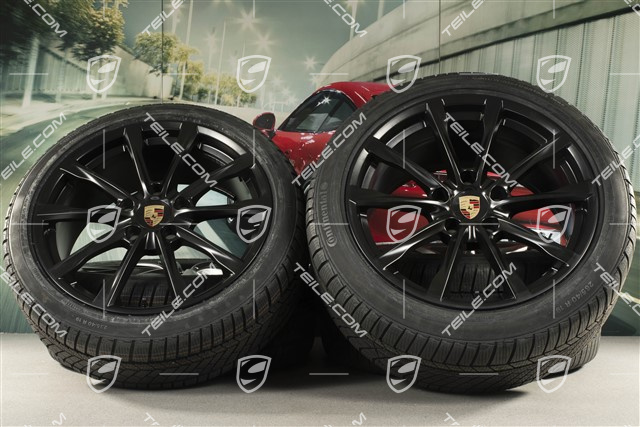19" Boxster S Winterräder Satz, Felgen 8J x 19 ET57 + 10J x 19 ET45 + Continental WinterContactt TS 830P Winterreifen 235/40 R19 + 265/40 R19, schwarz seidenmatt