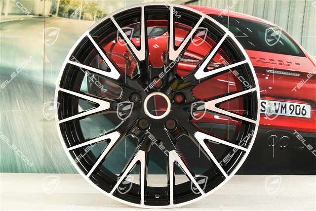 21" Komplet felg Panamera Exclusive Design, 9,5J x 21 ET71 + 11,5J x 21 ET69, czarny wysoki połysk