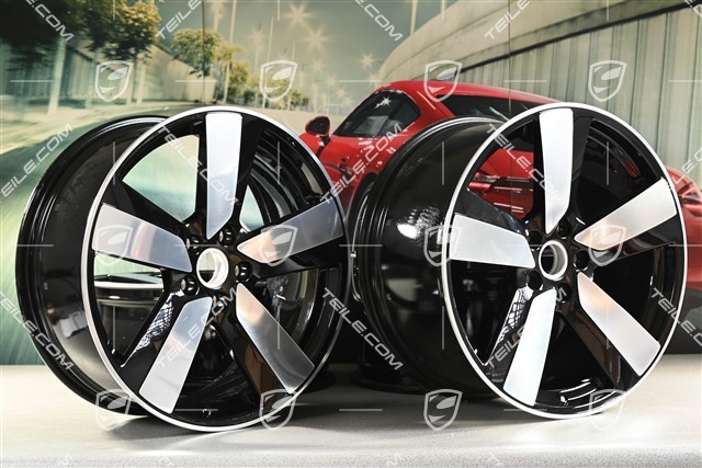 22" Macan Sport wheel set, 9J x 22 ET29 + 11J x 22 ET47, high-gloss black