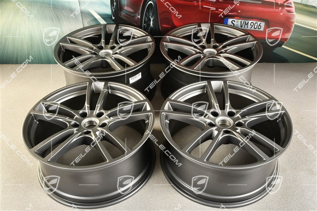 21-inch Cayenne Coupe wheel rim set Cayenne Turbo, 11J x 21 ET49 + 9,5J x 21 ET46, Platinum satin-matt
