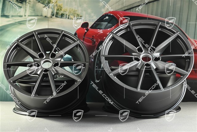 20"+21" wheel rim set Carrera S, 8,5J x 20 ET53 + 11J x 21 ET66, platinum satin matt