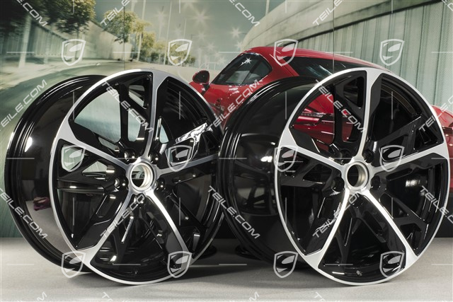 21" Felgensatz Cross Turismo Design, 9,5J x 21 ET60 + 11,5J x 21 ET66, schwarz hochglanz mit glanzgedrehter Stirnfläche