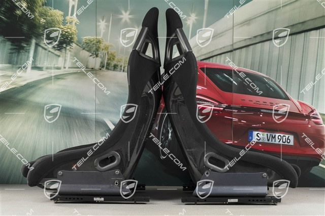Fotele kubełkowe, czarny welur, z herbem Porsche, L+R