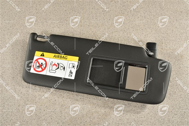 Sonnenblende, mit Make-up Spiegel, Schwarz, R