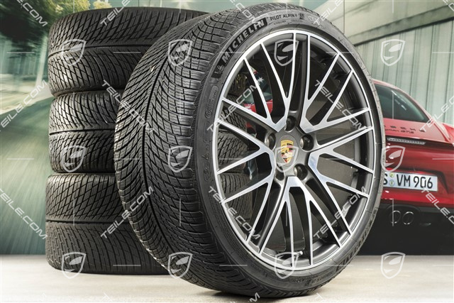 20"+21" Turbo V Winterräder Satz, Felgen 8,5J x 20 ET40 + 11J x 21 ET66 + NEUE Michelin Winterreifen 245/35 R20 + 305/30 R21