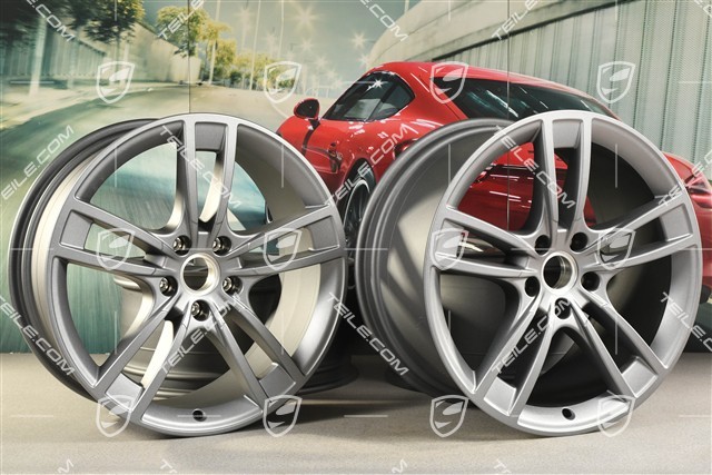 21" Felgensatz Cayenne Turbo Design, 11J x 21 ET58 + 9,5J x 21 ET46, Vesuvgrau