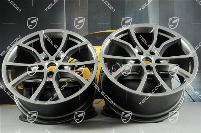 21-inch wheel rim set Cayenne ExclusiveDesign, 11J x 21 ET58 + 9,5J x 21 ET46, Platinum Satin Matt