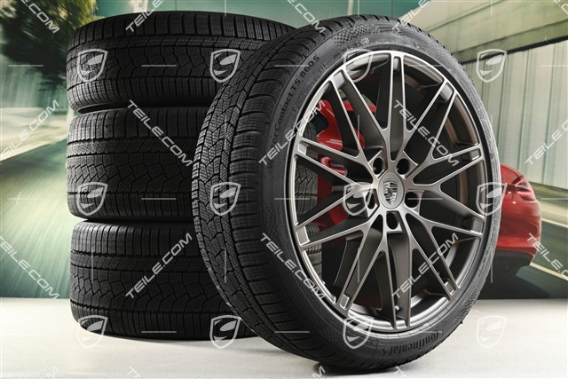 22-inch Macan RS Spyder Design winter wheel set, rims 9J x 22 ET29 + 11J x 22 ET47 + NEW Continental winter tyres 255/40 R22 + 295/35 R22, Turbonit