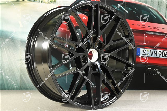 21-inch wheel rim set Cayenne RS Spyder Design, 11J x 21 ET58 + 9,5J x 21 ET46, black high gloss