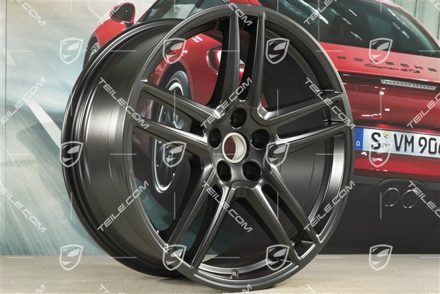 20-inch wheel rim set "Macan Turbo", 9J x 20 ET26 + 10J x 20 ET19, CMS, black satin mat