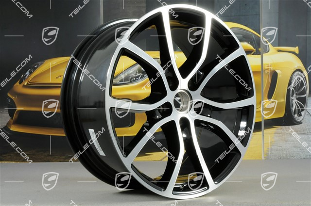 21" Felgensatz Cayenne ExclusiveDesign, 11J x 21 ET58 + 9,5J x 21 ET46, Tiefschwarz Metallic
