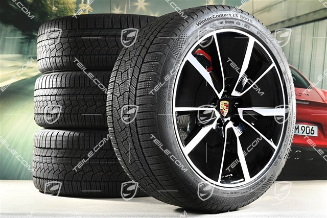 21-inch Macan Turbo winter wheel set, rims 8,5J x 21 ET27 + 10,5J x 21 ET47 + NEW Continental winter tyres 255/45 R21 + 285/40 R21, black high gloss