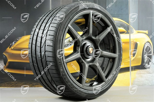 20" 911 Turbo Carbon Sommerräder Satz, Felgen 9J x 20 ET51 + 11,5J x 20 ET56 + Sommerreifen 245/35 R20 + 305/30 R20, mit RDK-Sensoren