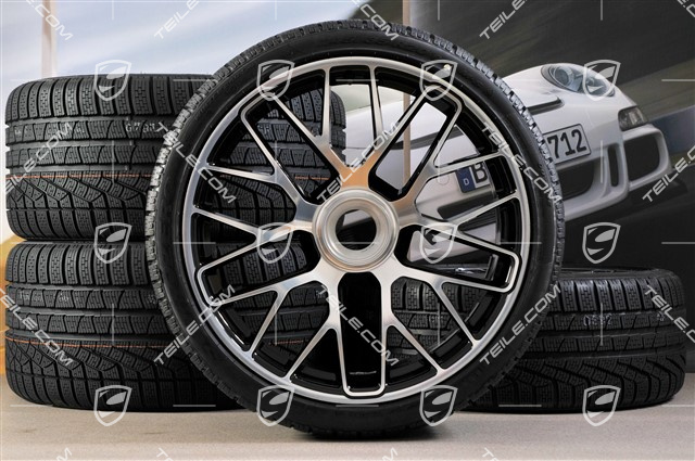 GT3 20" koła zimowe, komplet, "Turbo S" centralne mocowanie, 9J x 20 ET51 + 11J x 20 ET59 + opony zimowe Michelin 245/35 R20+295/30 R20, czujniki RDK
