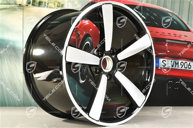 20+21-inch wheel rim set Carrera Exclusive, rims: front 9,5J x 20 ET44 + hinten 12J x 21 ET70, black high gloss
