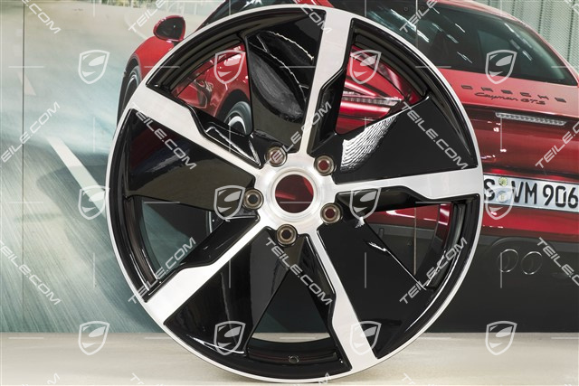 21" Felge Taycan Exclusive Design, 11,5J x 21 ET66, hinten, schwarz hochglanz, L