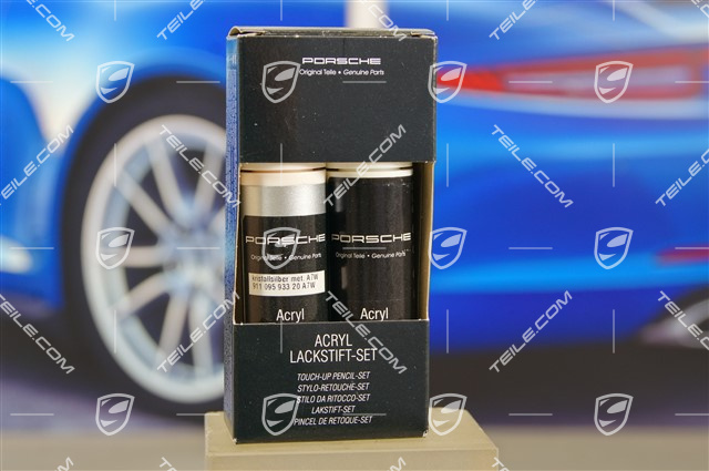 Paint touch-up applicator (Primer, base coat, Clear lacquer) Crystal silver metallic 8E