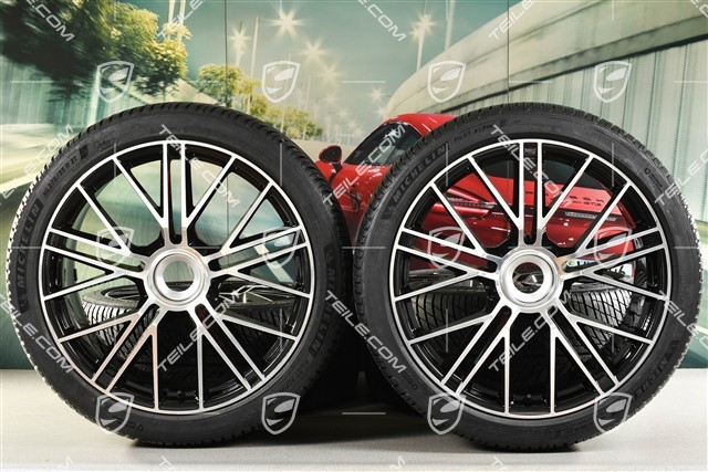 21-inch Panamera Turbo S Winter wheel set, central lock, wheel rims 9,5J x 21 ET71 + 10,5J x 21 ET71 + NEW Michelin Pilot Alpin 5 winter tyres 275/35 R21 + 315/30 R21, black high gloss