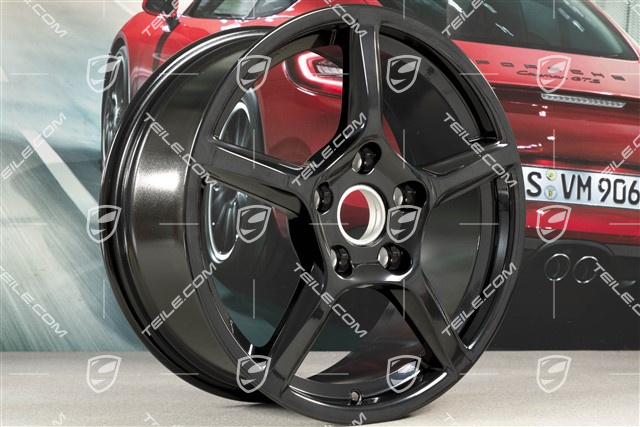 18" Komplet felg Boxster IV, 8J x 18 ET57 + 9,5J x 18 ET49, czarny wysoki połysk