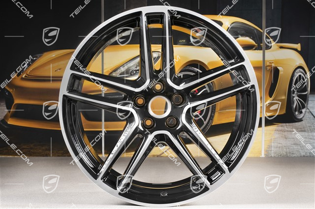 20-inch alloy wheel "Macan Turbo", 9J x 20 ET26 + 10J x 20 ET19, BORBET, Jet Black Met.