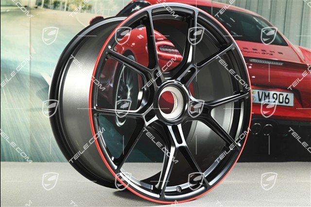 Felga GT3 20", 9,5J x 20 ET46, czarny satynowy półmat + czerwony rant