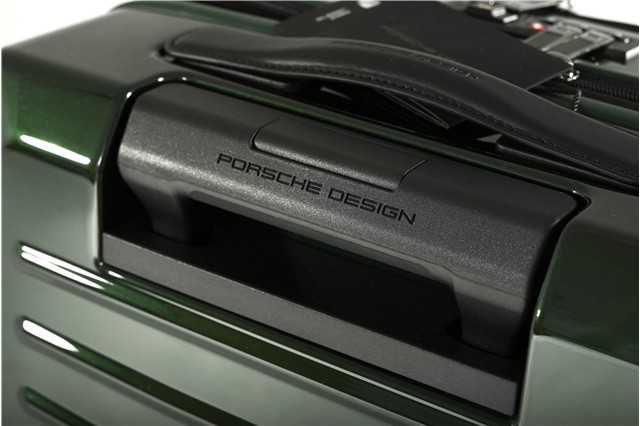 Porsche Roadster Hardcase Trolley M, mit Fronttasche, Bordgepäck-Größe: 38 x 55 x 23/27 cm, OAKGREEN Metallic