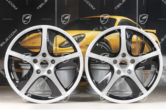 20" Felgensatz Cayenne SportTechno, 9J x 20 ET 60, silber + schwarz hochglanz