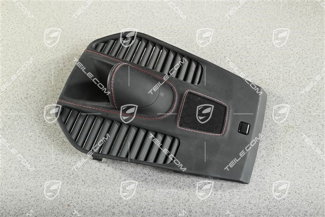 Dashboard/console cover Sport Chrono, centre, upper, black leather, red stitching