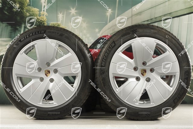 19" koła letnie Taycan S, komplet, felgi 8J x 19 ET50 + 10J x 19 ET47 + opony letnie Michelin 225/55 R19 + 275/45 R19