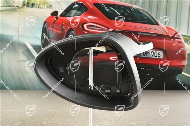 Spiegelgehäuse / Spiegel, Blende unten ohne Loch für licht , Schwarzmatt, R