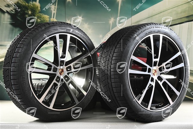 22" Winterräder Sport Design, Felgen 10J x 22 ET48 +11,5J x 22 ET61 + NEUE Continental Winterreifen 285/40 R22 + 315/35 R22, in Schwarz Hochglanz