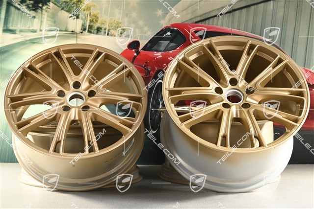21-inch wheel rim set Panamera Exclusive, 9,5J x 21 ET71 + 11,5J x 21 ET69, Aurum