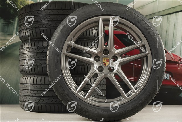 20-inch Turbo summer wheels set, rims 9J x 20 ET26 + 10J x 20 ET19 + Michelin summer tyres 265/45 R20 + 295/40 R20, Platinum, with TPMS