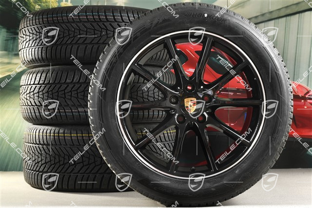20" Cayenne Design Winterräder Satz, Felgen 9J x 20 ET50 + 10,5J x 20 ET64 + NEUE Hankook Winterreifen NEUE 255/55 R20 + 295/45 R20, mit RDK-Sensoren, schwarz hochglanz