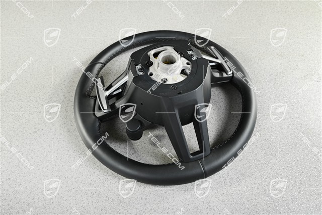 Sportlenkrad, Multifunktionslenkrad, 3-Speichen, Leder Schwarz / Sport Chrono