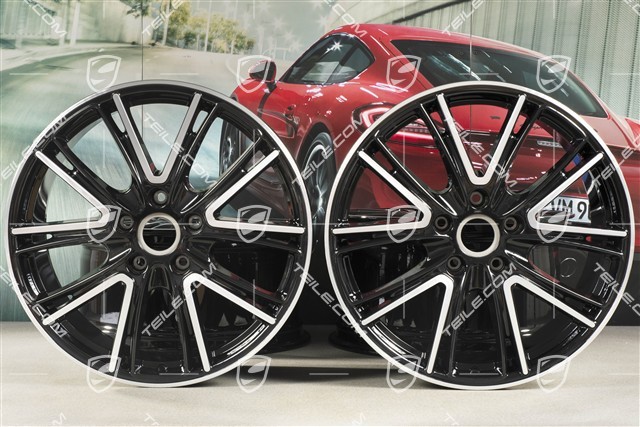 20" komplet felg Exclusive Design, 10,5J x 20 ET71 + 9,5J x 20 ET71, do użytku w zimie, czarny wysoki połysk