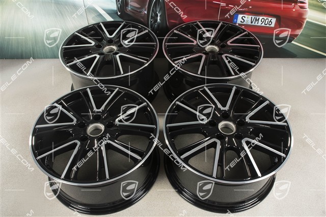 20" komplet felg Exclusive Design, 10,5J x 20 ET71 + 9,5J x 20 ET71, do użytku w zimie, czarny wysoki połysk