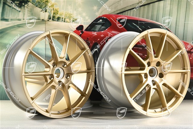 20-inch "Spyder" / "718 Sport" wheel rim set, rims 8,5J x 20 ET57 + 10,5J x 20 ET47, Aurum satin mat