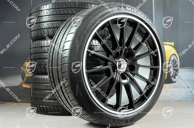 20-inch Panamera Sport summer wheel set, rims 9,5J x 20 ET65 + 11,5J x 20 ET63 + NEW Michelin summer tyres 255/40 ZR20 + 295/35 ZR20, in black, with TPM