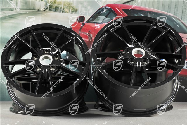 19+20" Felgensatz Carrera, Felgen: vorne 8,5J x 19 ET52 + hinten 11J x 20 ET66, Schwarz Hochglanz