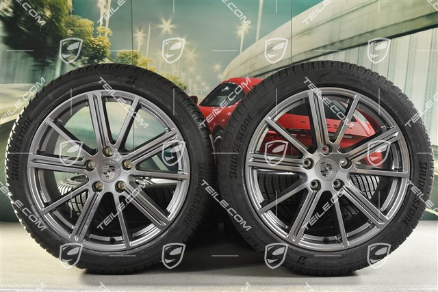 20" Panamera Turbo Winterräder Satz, Felgen 9,5J x 20 ET71 + 10,5J x 20 ET71 + NEUE Bridgestone Winterreifen 275/40 R20 + 315/35 R20, Adamantium