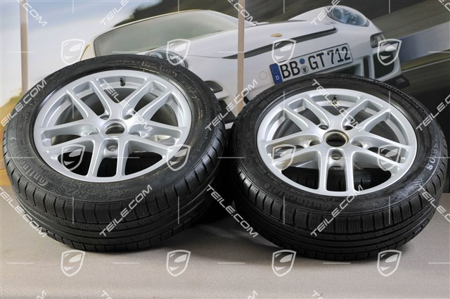 17" Cayman Winterräder Satz, Felgen vorne 6,5J x 17 ET55 + hinten 8J x 17 ET40 + NEUE Winterreifen 205/55 R17 + 235/50 R17, ohne RDK