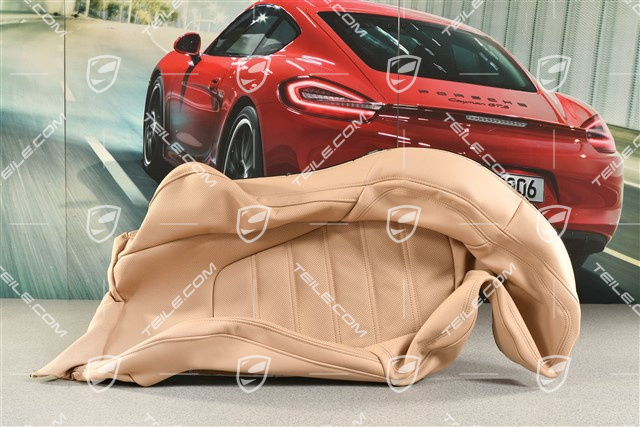 Tapicerka fotela / oparcia, skóra z wytłoczonym herbem Porsche, Mojave, R