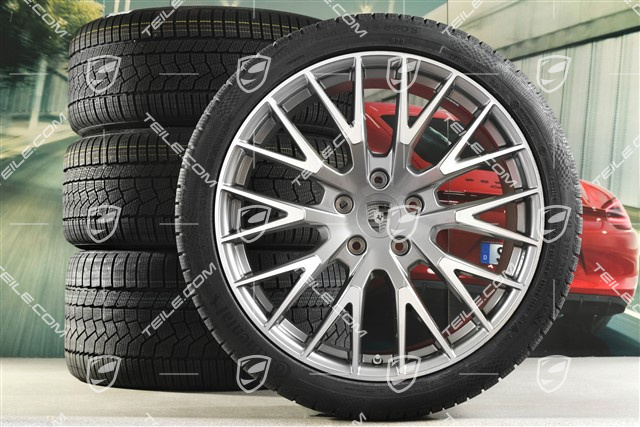 21-inch Panamera Exclusive Design Winter wheel set, wheel rims 9,5J x 21 ET71 + 10,5J x 21 ET71 + Continental Winter Contact TS860 S winter tyres 275/35 R21 + 315/30 R21, Platin Silver