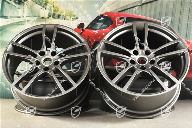 21" Cayenne Coupe Komplet felg Cayenne Turbo, 11J x 21 ET49 + 9,5J x 21 ET46, Platinum półmat satyna