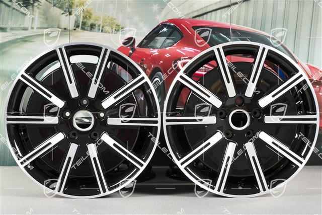 20" Felgensatz Sport Aero, 9J x 20 ET54 + 11J x 20 ET60, schwarz hochglanz mit glanzgedrehter Stirnfläche