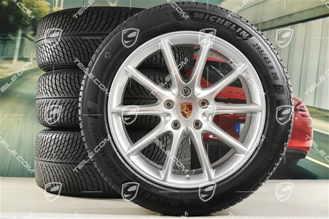 20" koła zimowe Cayenne COUPE Design, komplet, felgi 9J x 20 ET50 + 10,5J x 20 ET55 + opony zimowe Michelin 255/55 R20 + 295/45 R20, z czujnikami ciśnienia